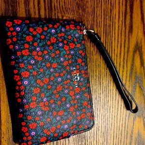 Coach floral clutch wristlet black floral